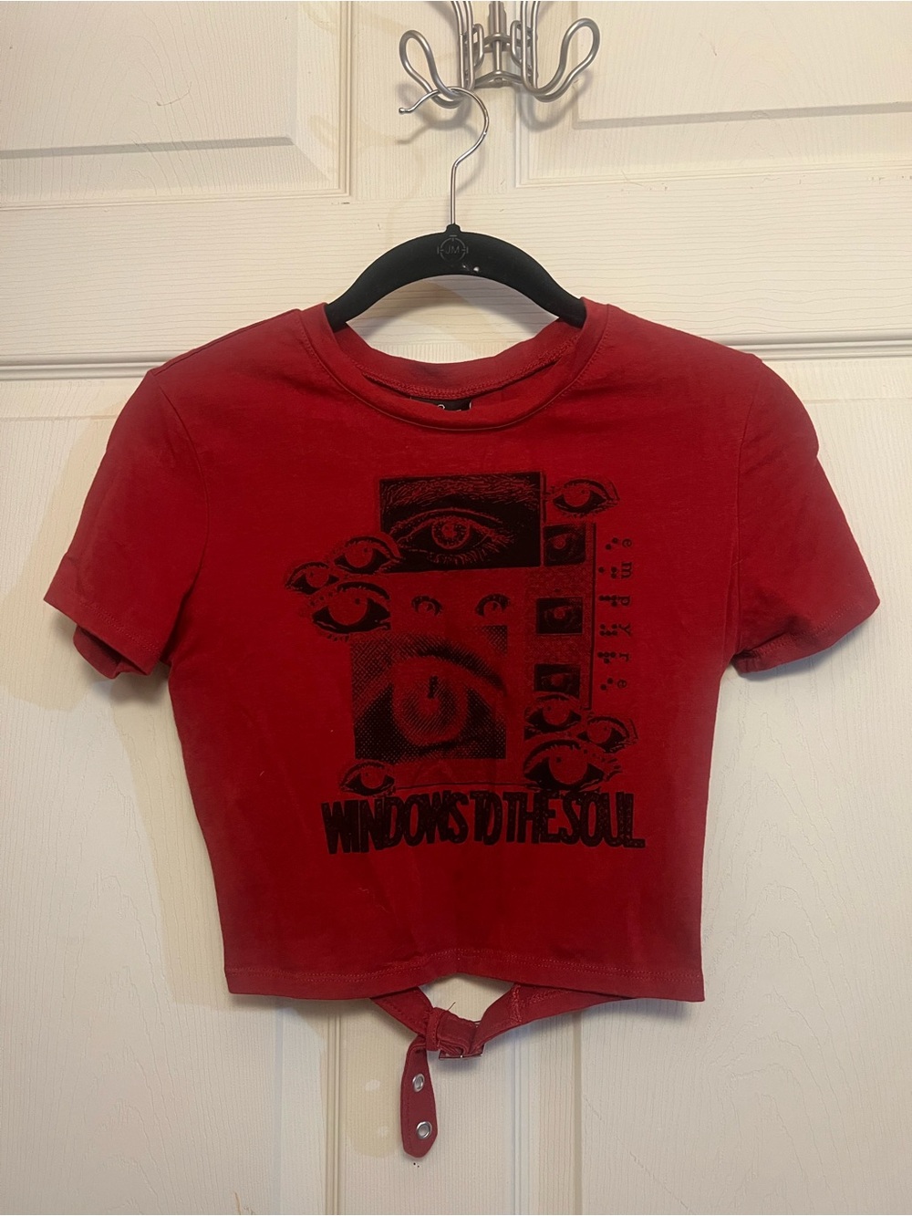 Red Empyre crop top with tie back buckle